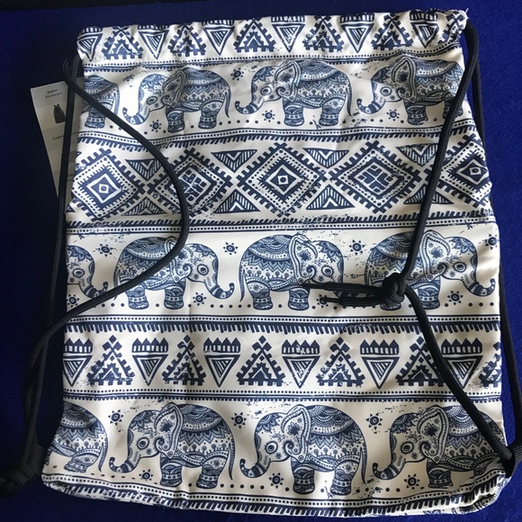 Elephant Print Drawstring Backpack - Picture 7 of 8